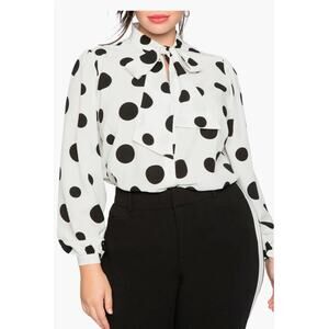 NWT Eloquii Printed Tie Neck Polka Dot Blouse size 26